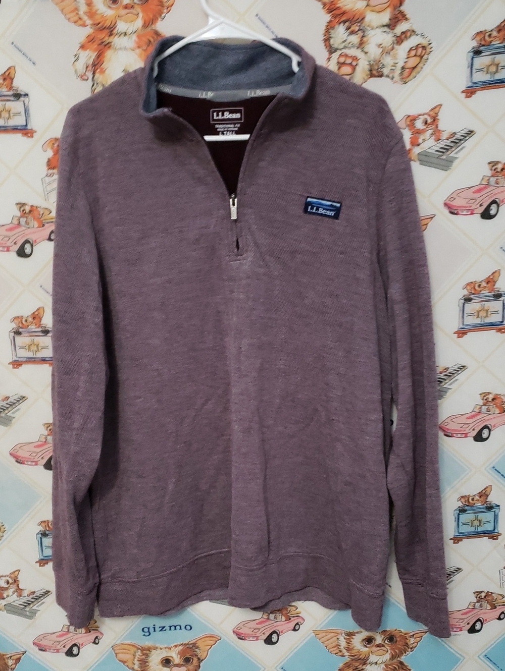 L.L. Bean Men's Quarter-Zip Sweater - Heather Plum Large